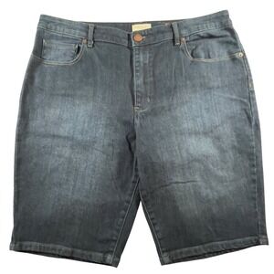 Coldwater Creek Natural Fit Stretch Denim Bermuda Jean Short Size 16 Summer Blue